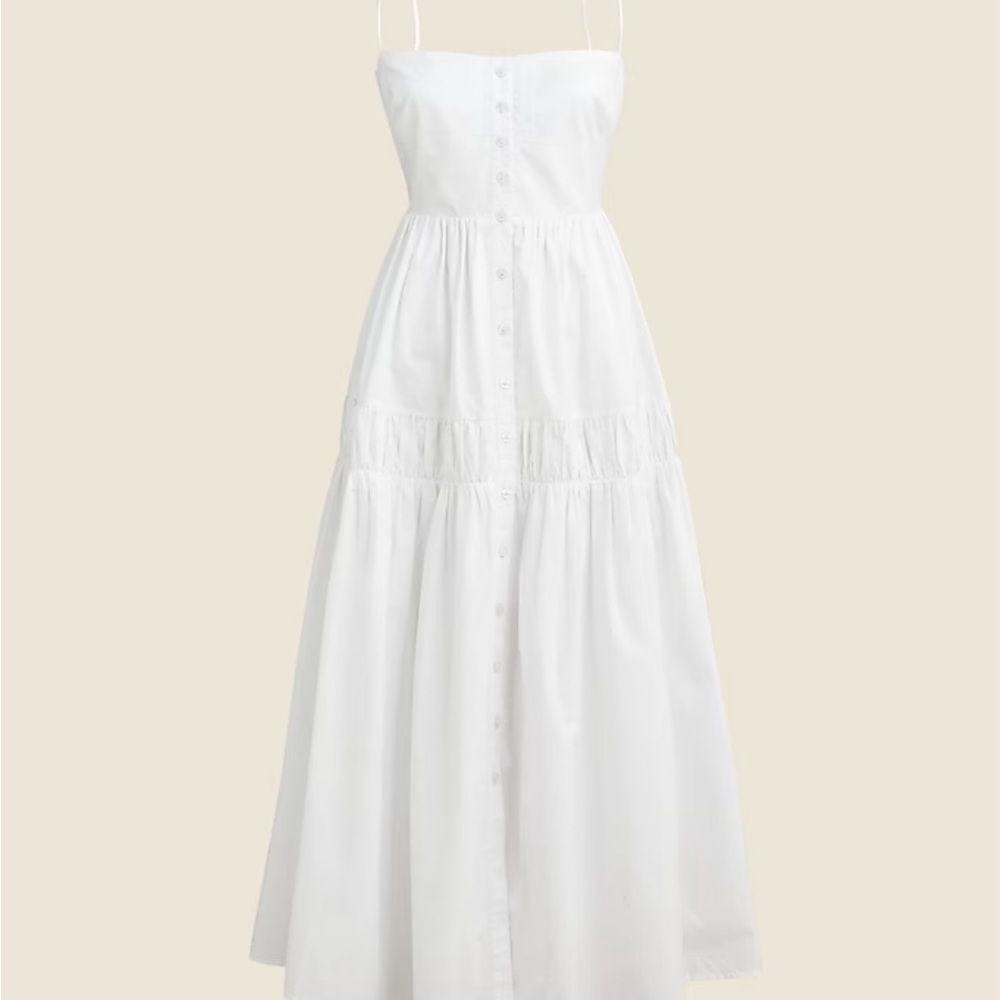 J. Crew A-line midi dress in cotton poplin - white - NWT
